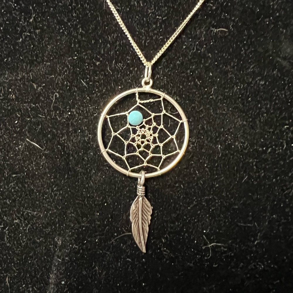 925 Sterling Silver Native Signed Dreamcatcher Ne… - image 3
